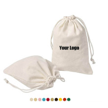 Wholesale Custom Printed Logo Christmas Muslin Calico Canvas Drawstring pouch Cotton Gift Drawstring bag